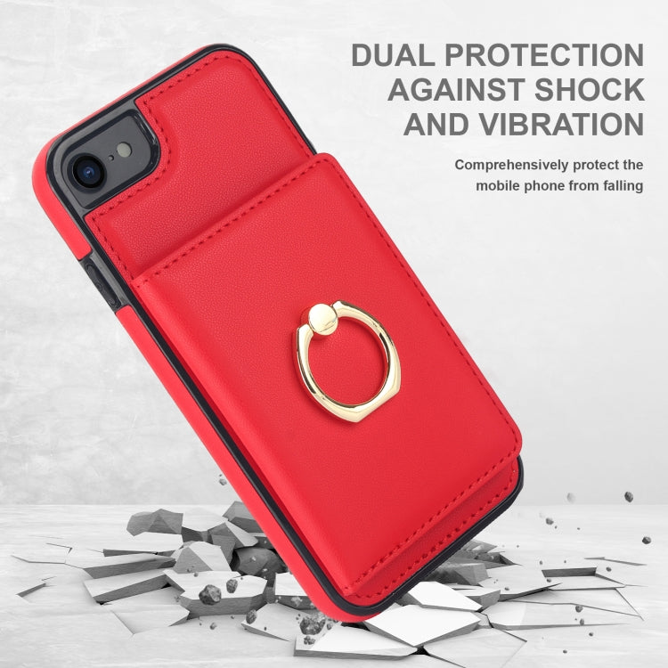 For iPhone 8 Plus / 7 Plus RFID Anti-theft Card Ring Holder Phone Case
