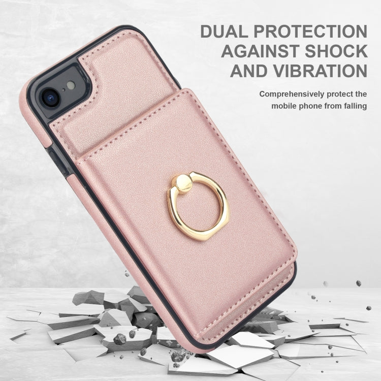 For iPhone 8 Plus / 7 Plus RFID Anti-theft Card Ring Holder Phone Case