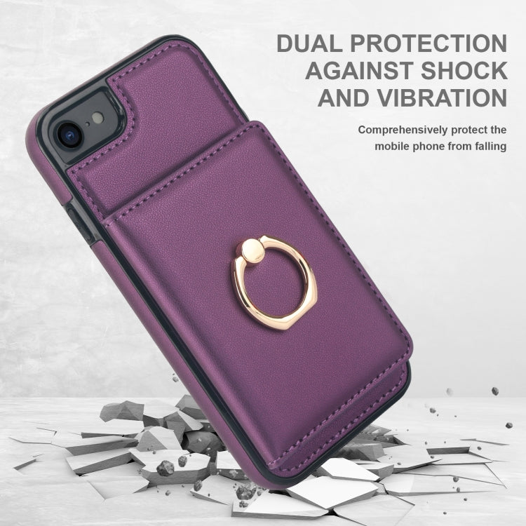 For iPhone 8 Plus / 7 Plus RFID Anti-theft Card Ring Holder Phone Case