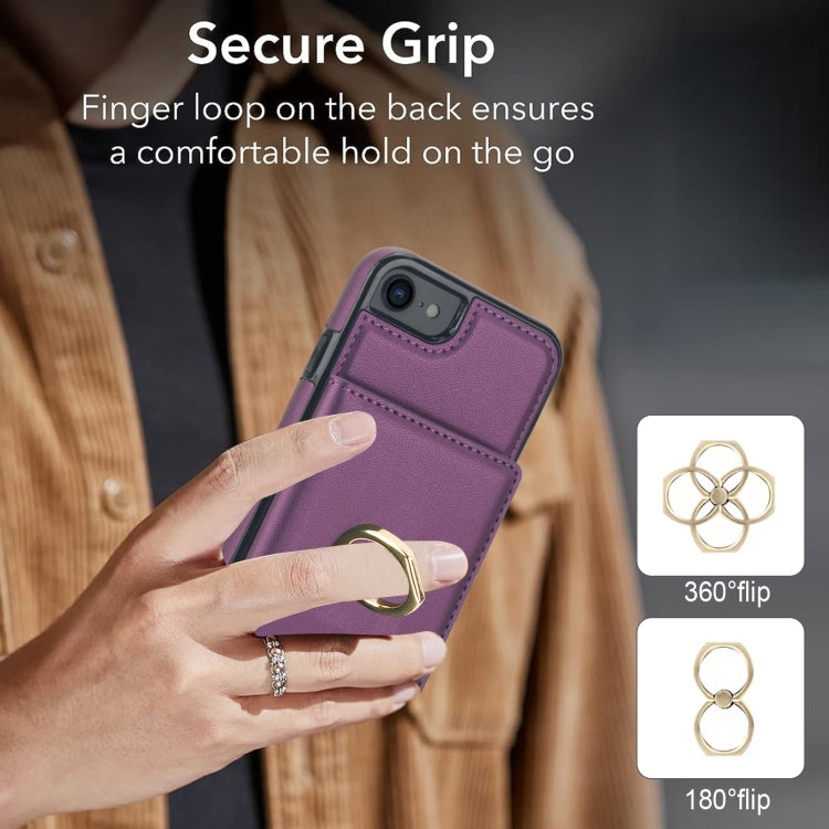 For iPhone 8 Plus / 7 Plus RFID Anti-theft Card Ring Holder Phone Case