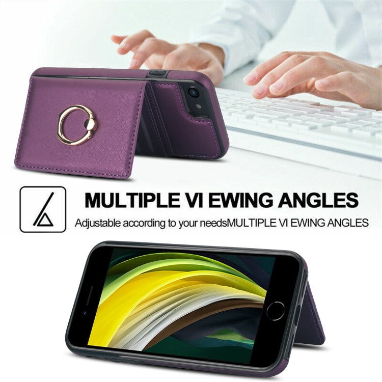 For iPhone 8 Plus / 7 Plus RFID Anti-theft Card Ring Holder Phone Case