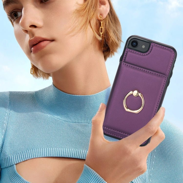 For iPhone 8 Plus / 7 Plus RFID Anti-theft Card Ring Holder Phone Case