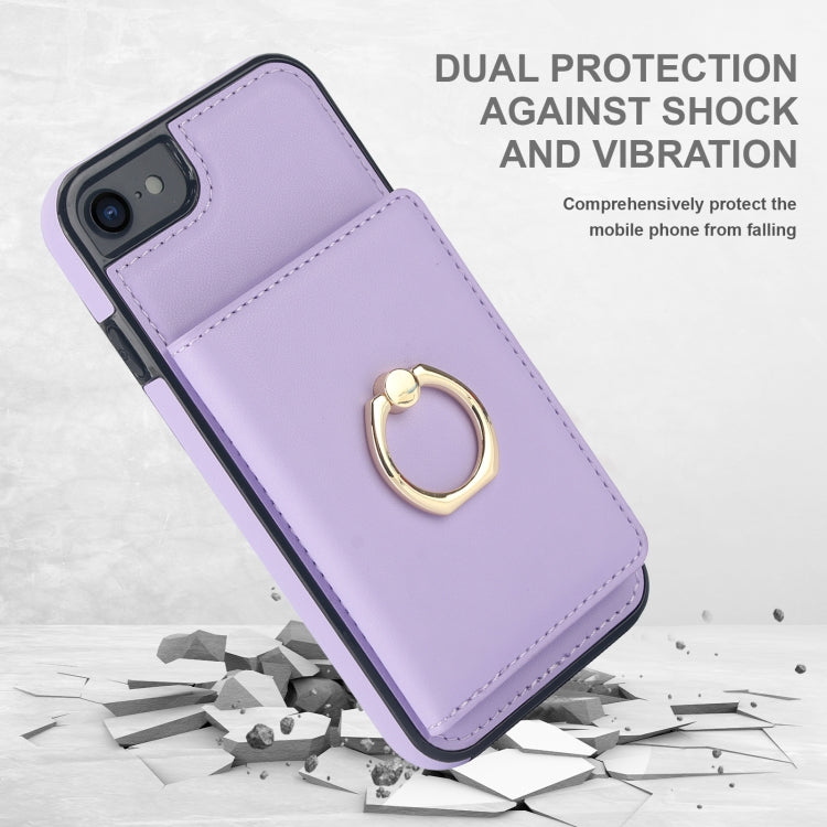 For iPhone 8 Plus / 7 Plus RFID Anti-theft Card Ring Holder Phone Case