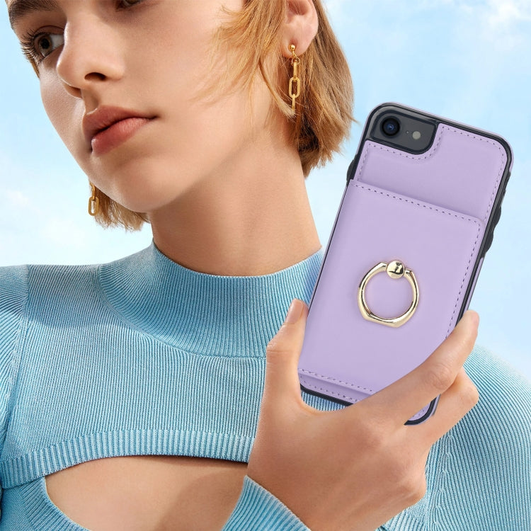 For iPhone 8 Plus / 7 Plus RFID Anti-theft Card Ring Holder Phone Case