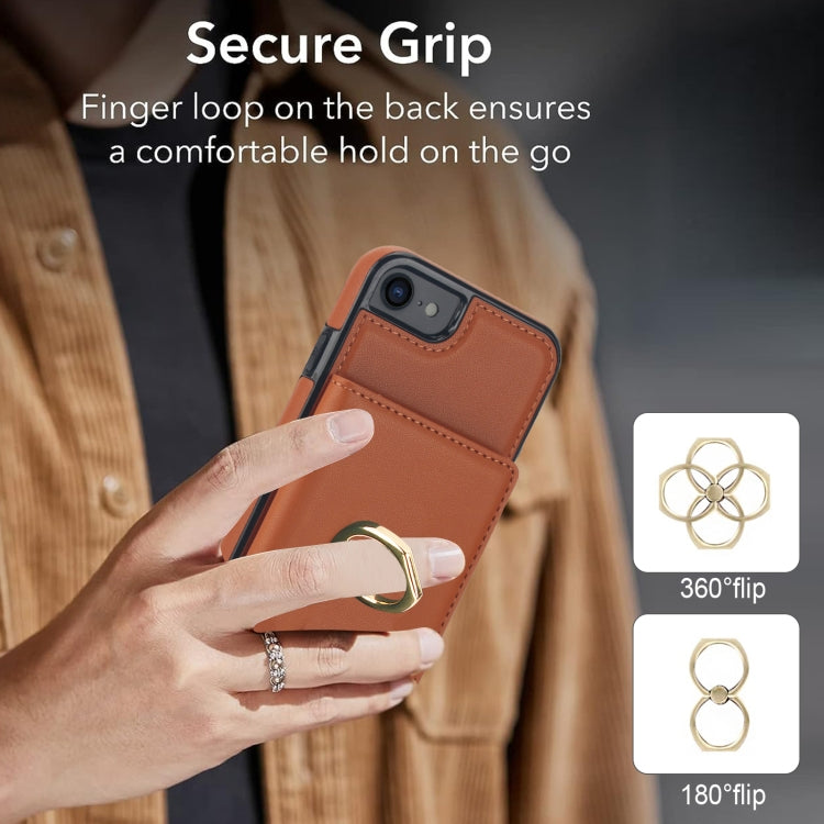 For iPhone 8 Plus / 7 Plus RFID Anti-theft Card Ring Holder Phone Case