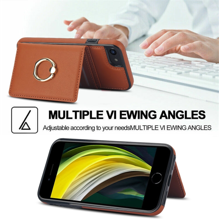 For iPhone 8 Plus / 7 Plus RFID Anti-theft Card Ring Holder Phone Case