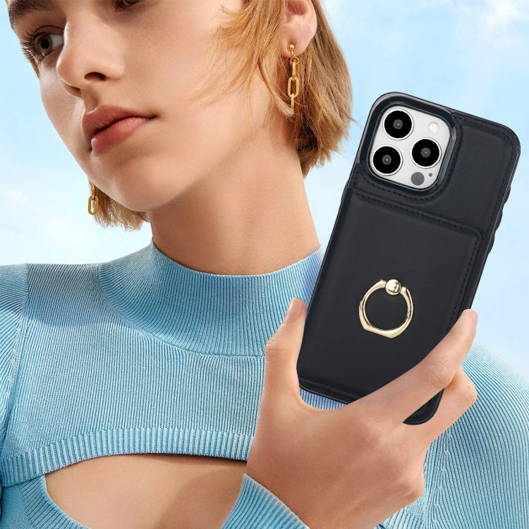 For iPhone 16 Pro Max RFID Anti-theft Card Ring Holder Phone Case