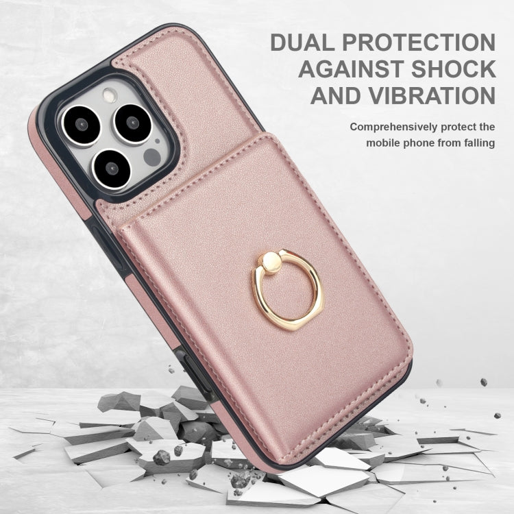 For iPhone 16 Pro Max RFID Anti-theft Card Ring Holder Phone Case