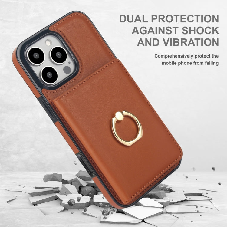 For iPhone 16 Pro Max RFID Anti-theft Card Ring Holder Phone Case