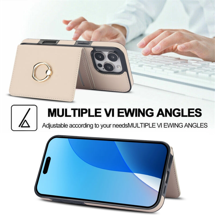 For iPhone 16 Pro RFID Anti-theft Card Ring Holder Phone Case