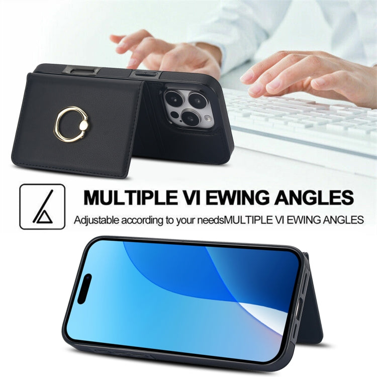 For iPhone 16 Pro RFID Anti-theft Card Ring Holder Phone Case