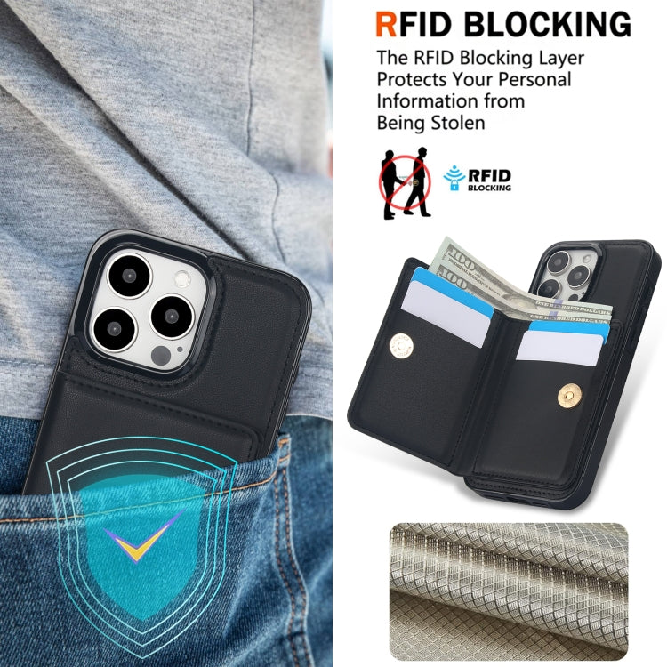 For iPhone 16 Pro RFID Anti-theft Card Ring Holder Phone Case