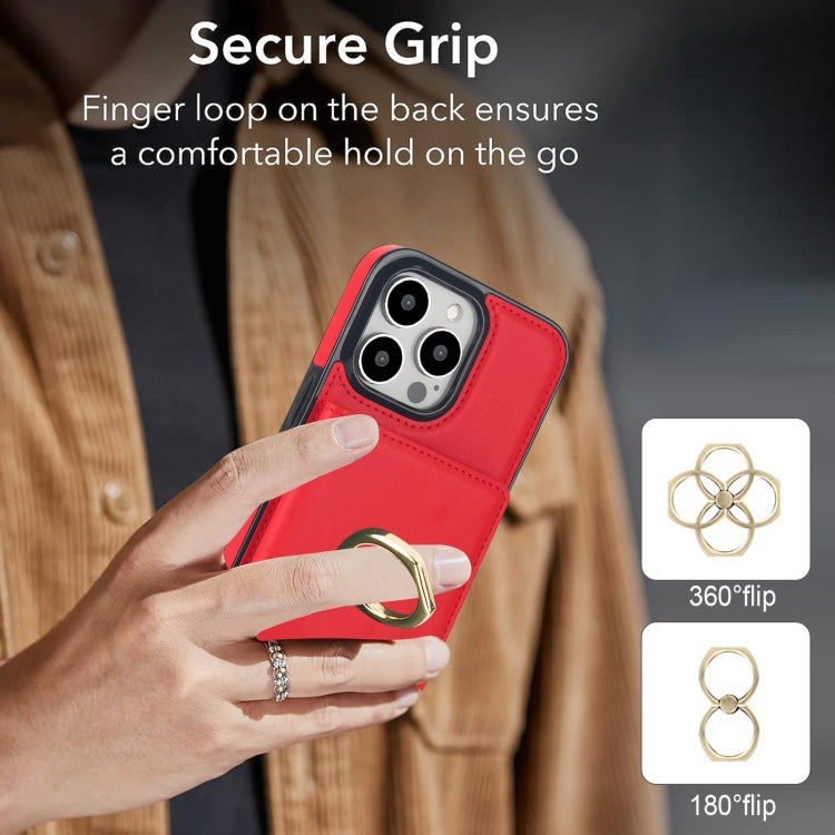 For iPhone 16 Pro RFID Anti-theft Card Ring Holder Phone Case