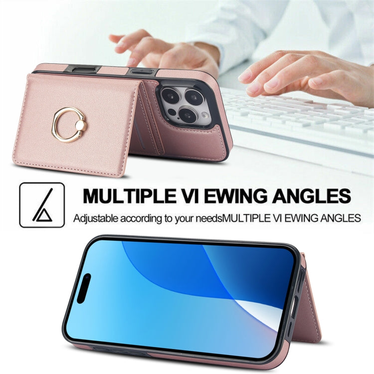For iPhone 16 Pro RFID Anti-theft Card Ring Holder Phone Case