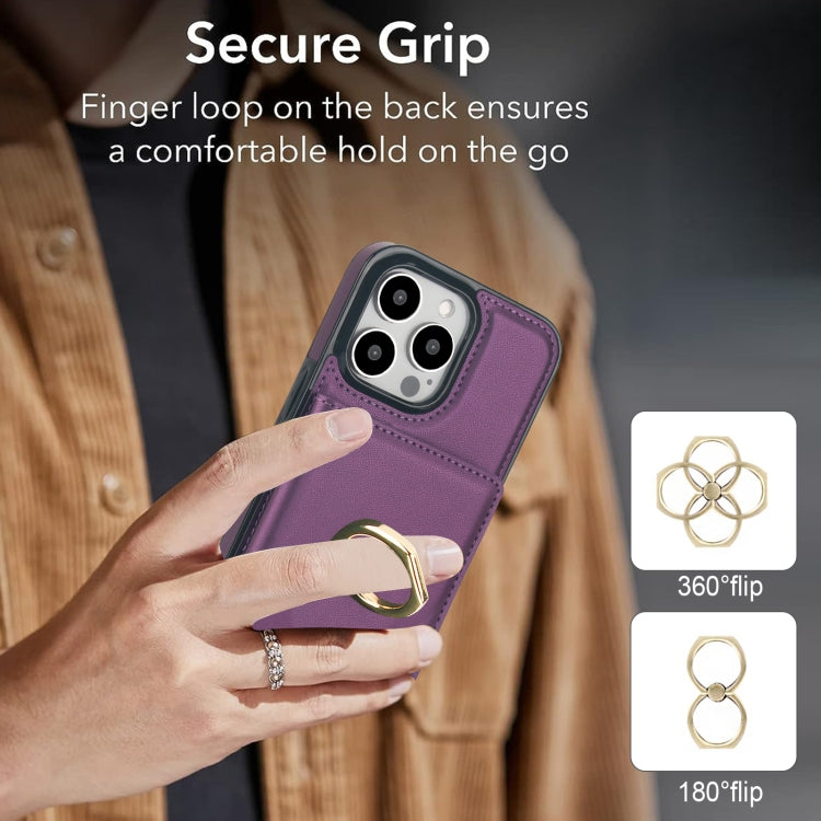 For iPhone 16 Pro RFID Anti-theft Card Ring Holder Phone Case