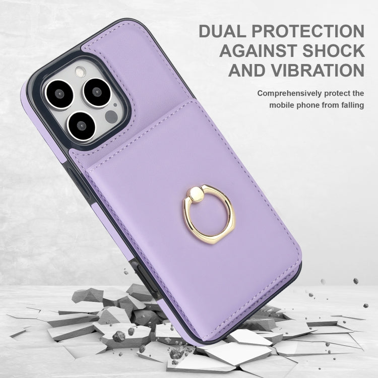 For iPhone 16 Pro RFID Anti-theft Card Ring Holder Phone Case