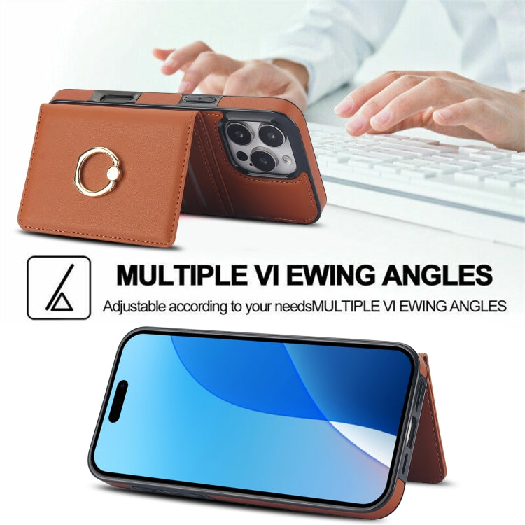 For iPhone 16 Pro RFID Anti-theft Card Ring Holder Phone Case
