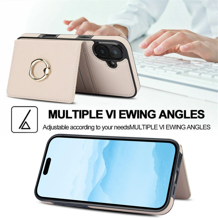 For iPhone 16 Plus RFID Anti-theft Card Ring Holder Phone Case
