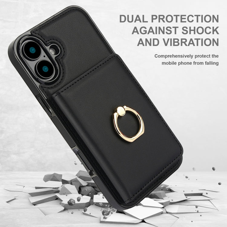 For iPhone 16 Plus RFID Anti-theft Card Ring Holder Phone Case