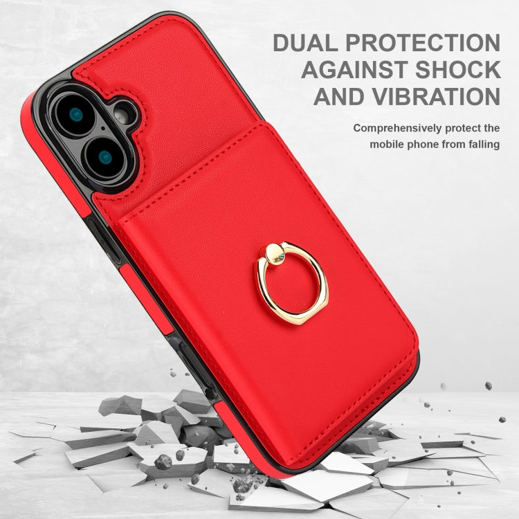 For iPhone 16 Plus RFID Anti-theft Card Ring Holder Phone Case