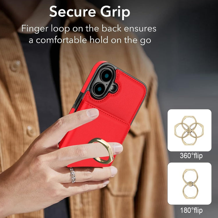 For iPhone 16 Plus RFID Anti-theft Card Ring Holder Phone Case