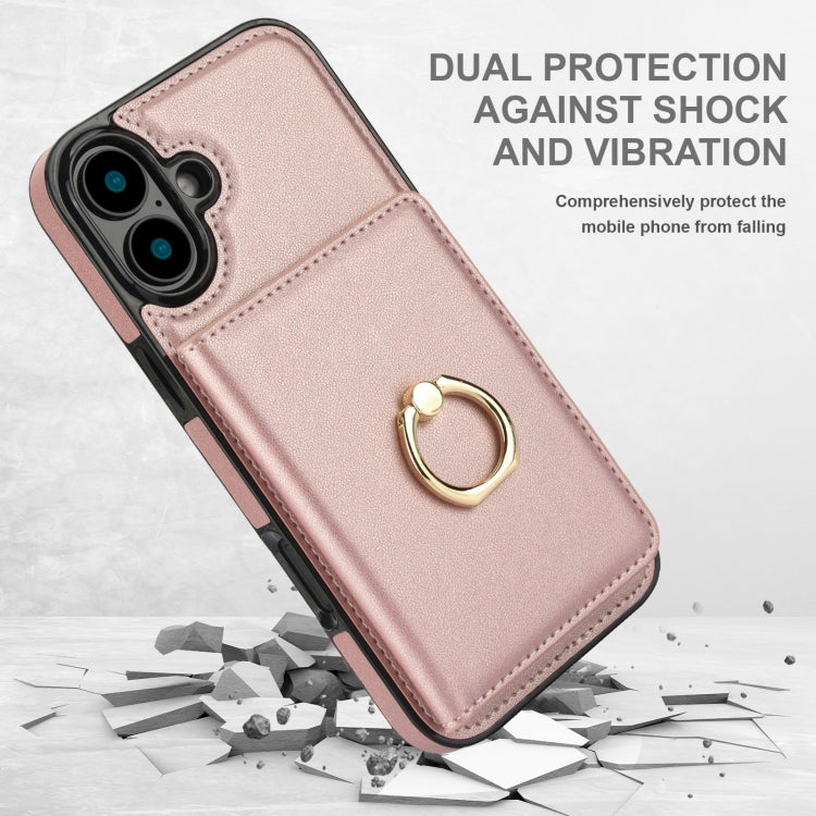 For iPhone 16 Plus RFID Anti-theft Card Ring Holder Phone Case