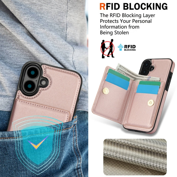 For iPhone 16 Plus RFID Anti-theft Card Ring Holder Phone Case