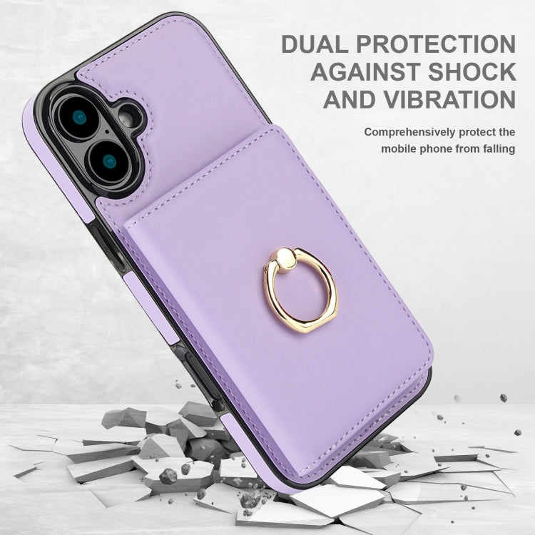 For iPhone 16 Plus RFID Anti-theft Card Ring Holder Phone Case