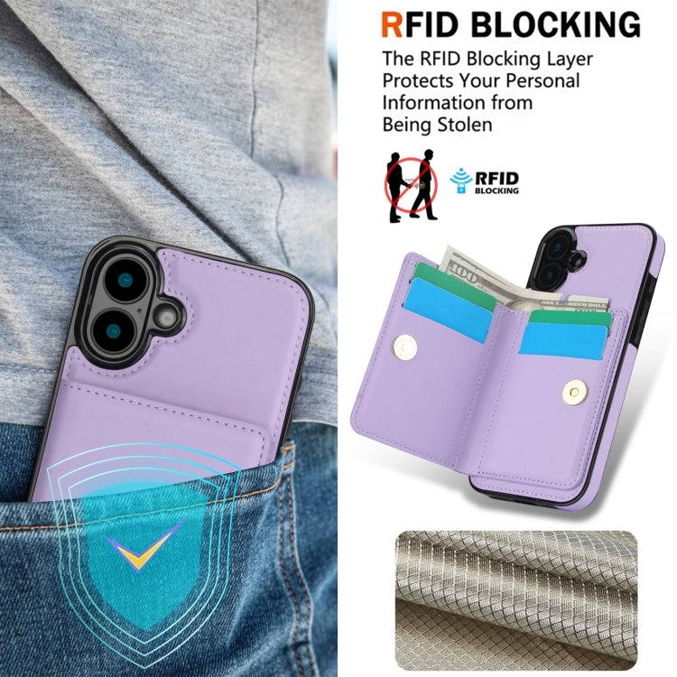 For iPhone 16 Plus RFID Anti-theft Card Ring Holder Phone Case