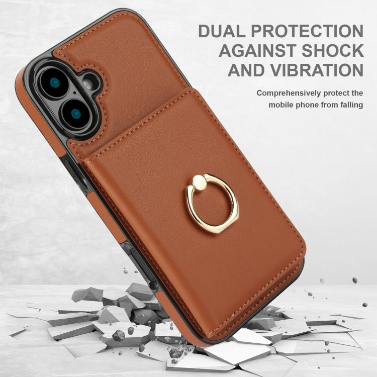 For iPhone 16 Plus RFID Anti-theft Card Ring Holder Phone Case