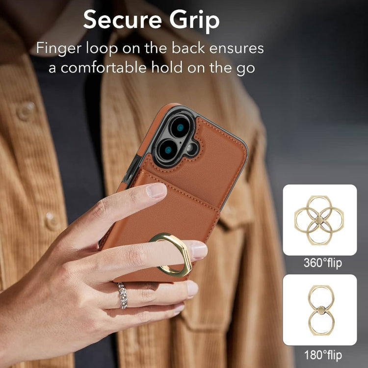 For iPhone 16 Plus RFID Anti-theft Card Ring Holder Phone Case