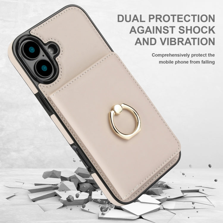 For iPhone 16 RFID Anti-theft Card Ring Holder Phone Case
