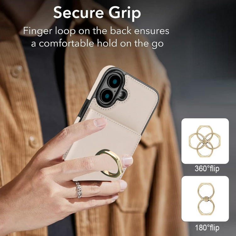 For iPhone 16 RFID Anti-theft Card Ring Holder Phone Case