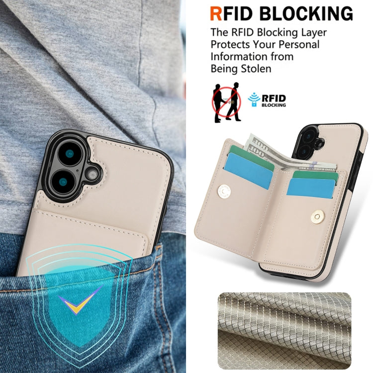 For iPhone 16 RFID Anti-theft Card Ring Holder Phone Case