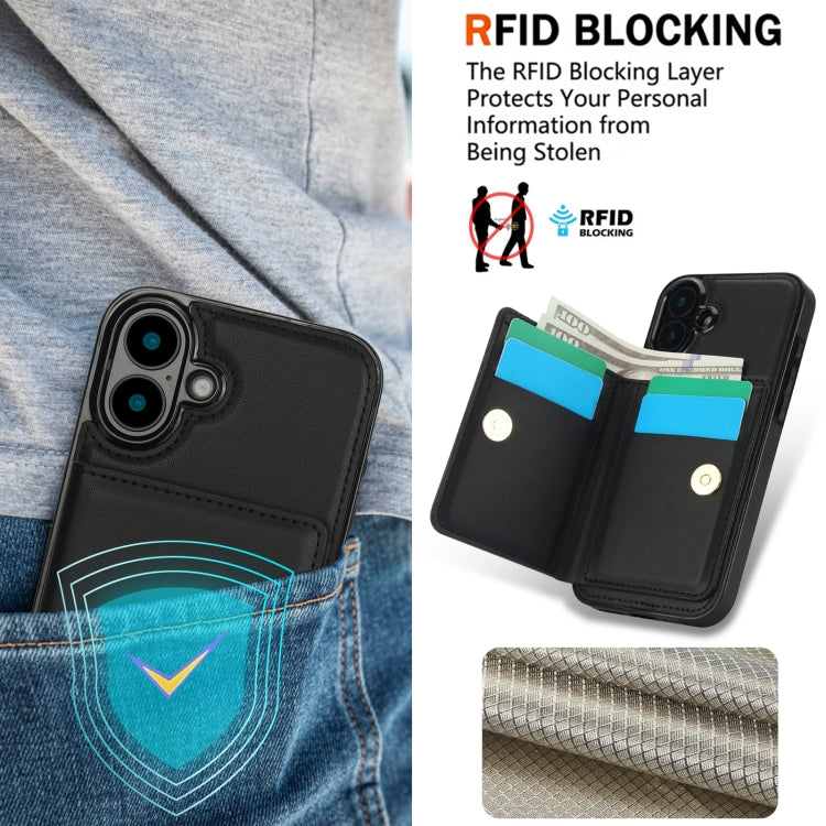 For iPhone 16 RFID Anti-theft Card Ring Holder Phone Case