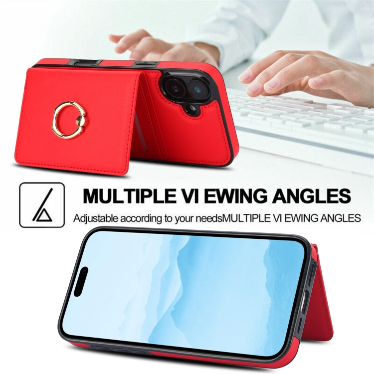 For iPhone 16 RFID Anti-theft Card Ring Holder Phone Case