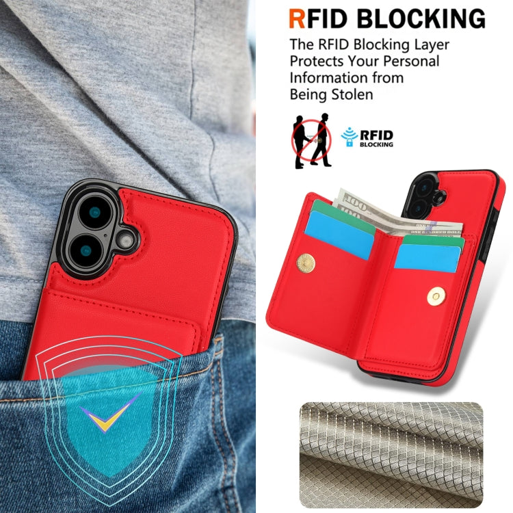 For iPhone 16 RFID Anti-theft Card Ring Holder Phone Case