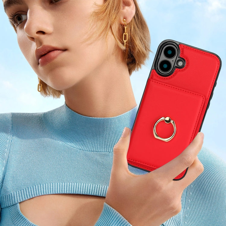 For iPhone 16 RFID Anti-theft Card Ring Holder Phone Case