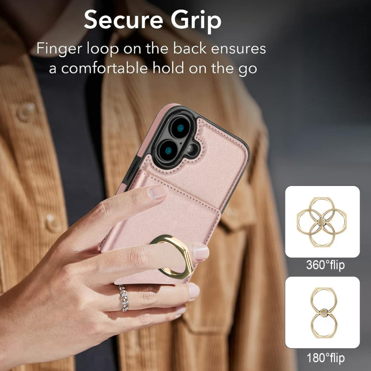 For iPhone 16 RFID Anti-theft Card Ring Holder Phone Case
