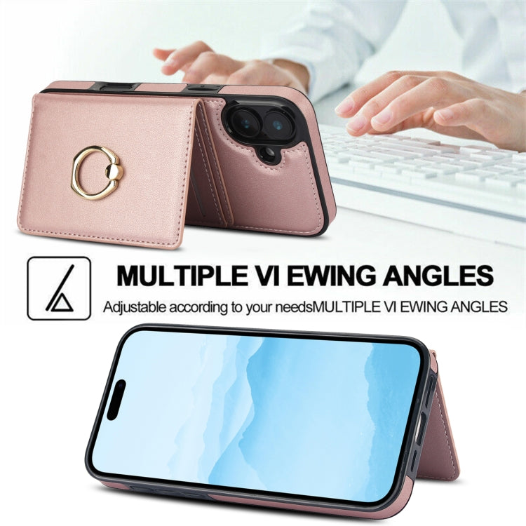 For iPhone 16 RFID Anti-theft Card Ring Holder Phone Case