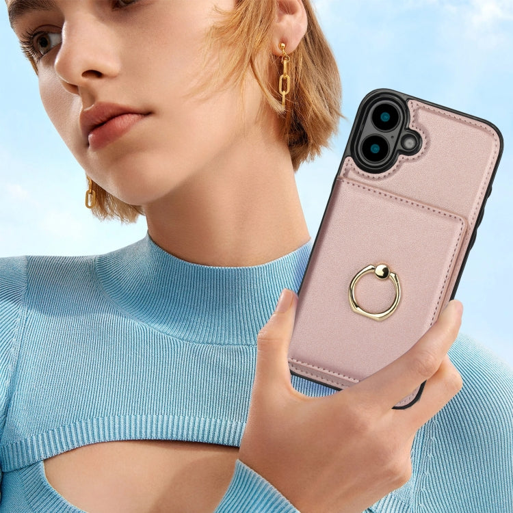 For iPhone 16 RFID Anti-theft Card Ring Holder Phone Case