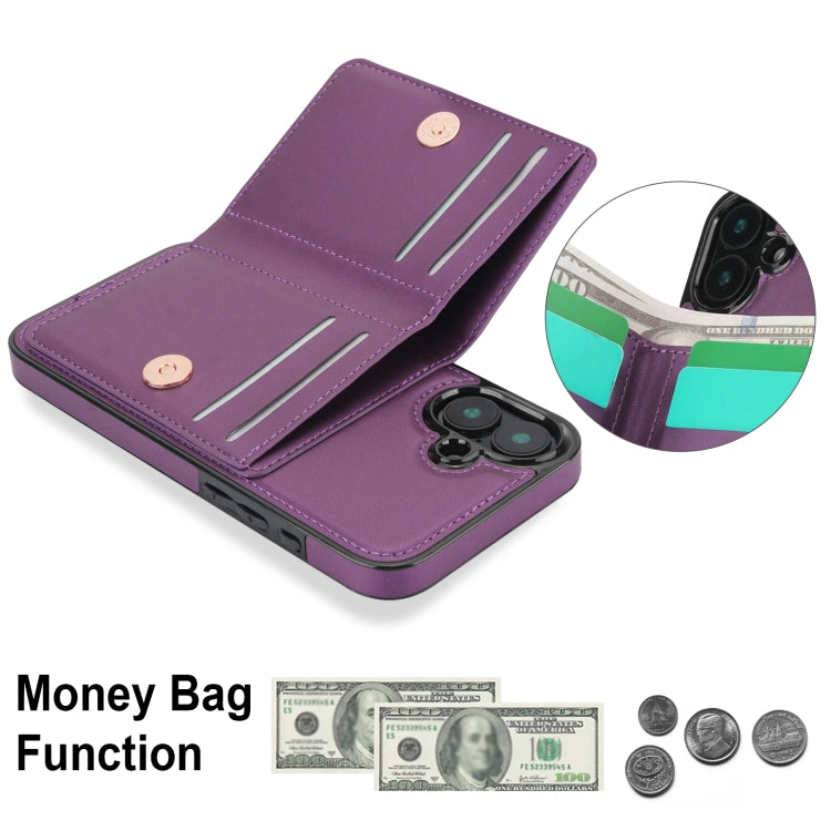 For iPhone 16 RFID Anti-theft Card Ring Holder Phone Case