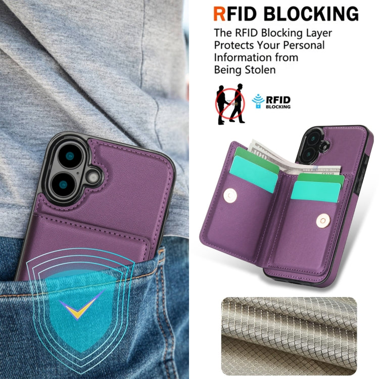 For iPhone 16 RFID Anti-theft Card Ring Holder Phone Case