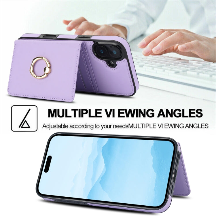 For iPhone 16 RFID Anti-theft Card Ring Holder Phone Case