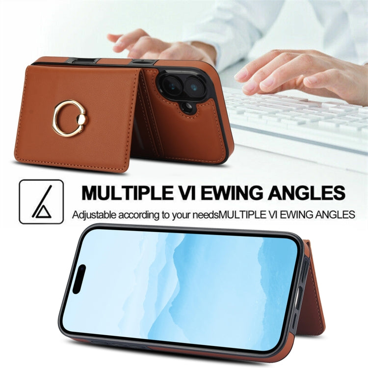 For iPhone 16 RFID Anti-theft Card Ring Holder Phone Case