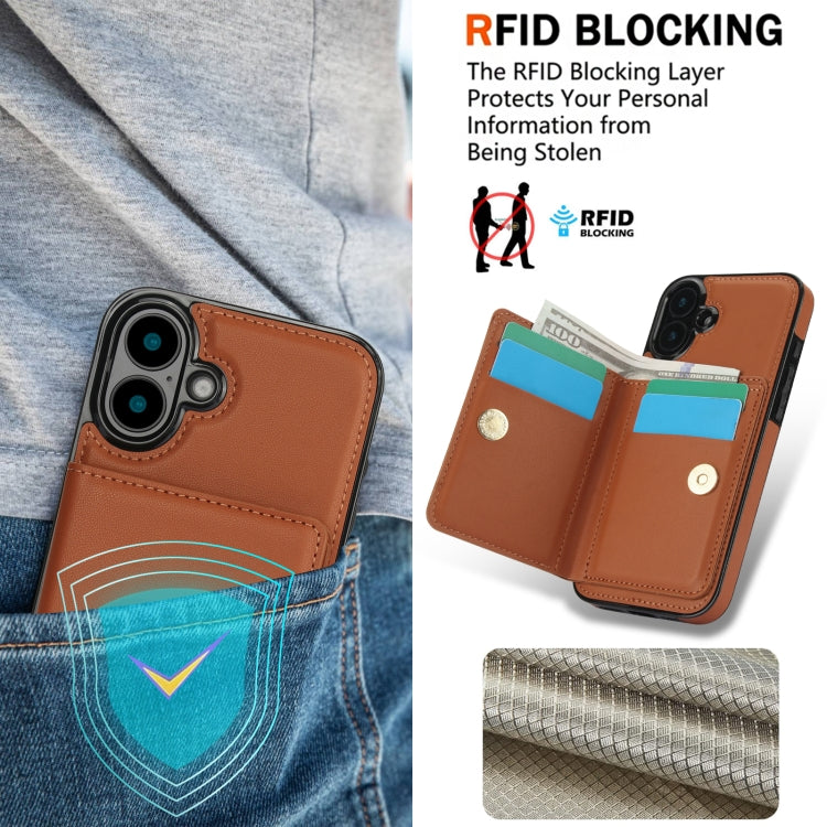 For iPhone 16 RFID Anti-theft Card Ring Holder Phone Case