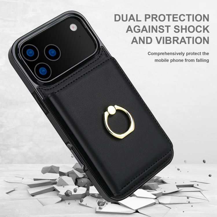 For iPhone 17 Pro Max RFID Anti-theft Card Ring Holder Phone Case