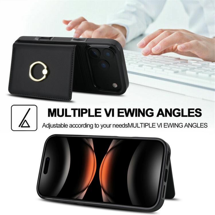 For iPhone 17 Pro Max RFID Anti-theft Card Ring Holder Phone Case