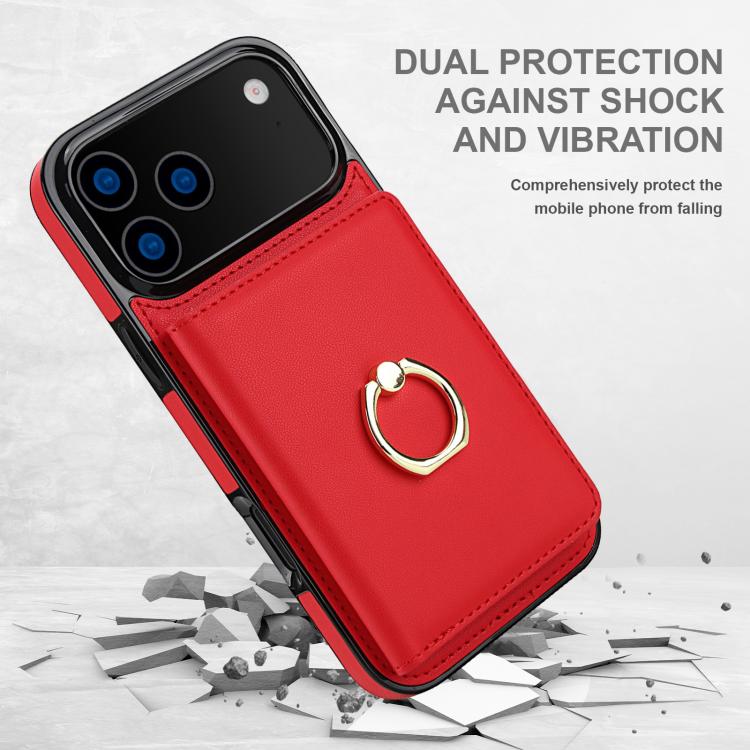 For iPhone 17 Pro Max RFID Anti-theft Card Ring Holder Phone Case