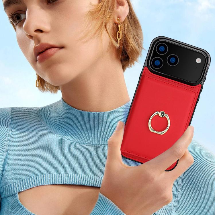 For iPhone 17 Pro Max RFID Anti-theft Card Ring Holder Phone Case